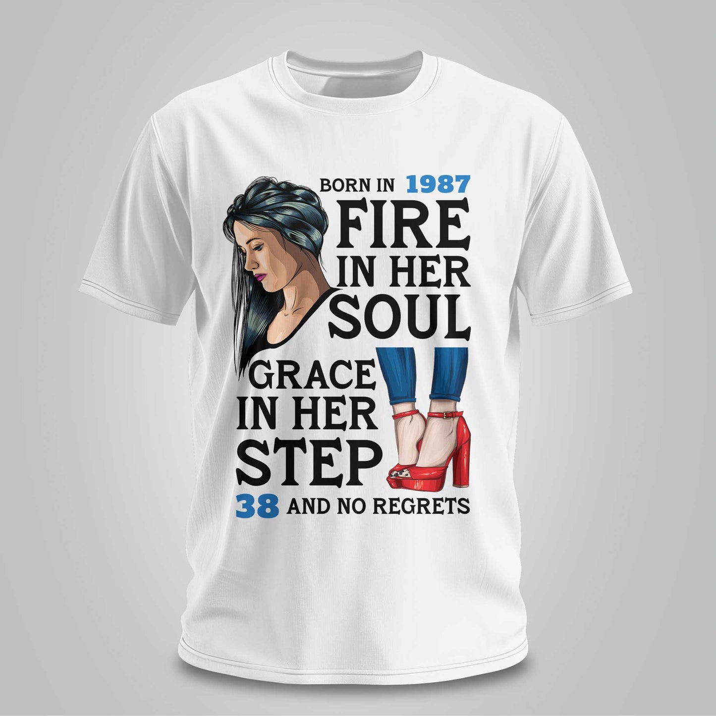 Born In 1987 - Fire In Her Soul - Unisex T-shirt