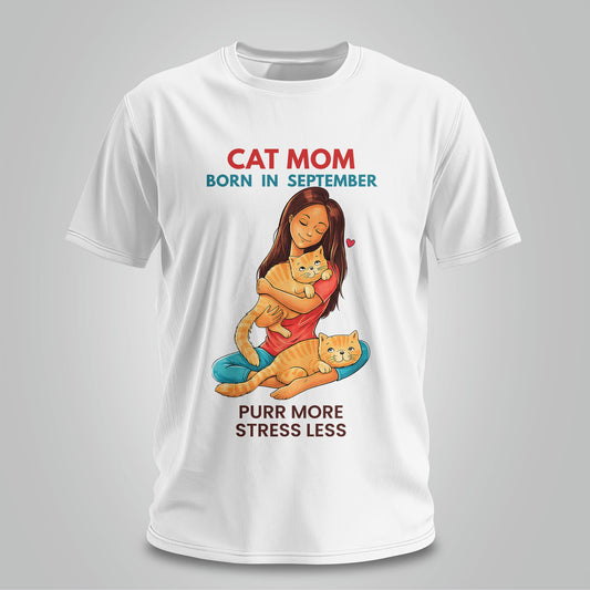 Cat Mom Born In September T-shirt