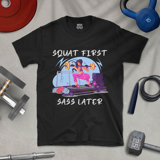 Squat First Sass Later - Unisex T-shirt
